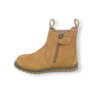 CHELSEA BOOT_Lammfell camel/rosa