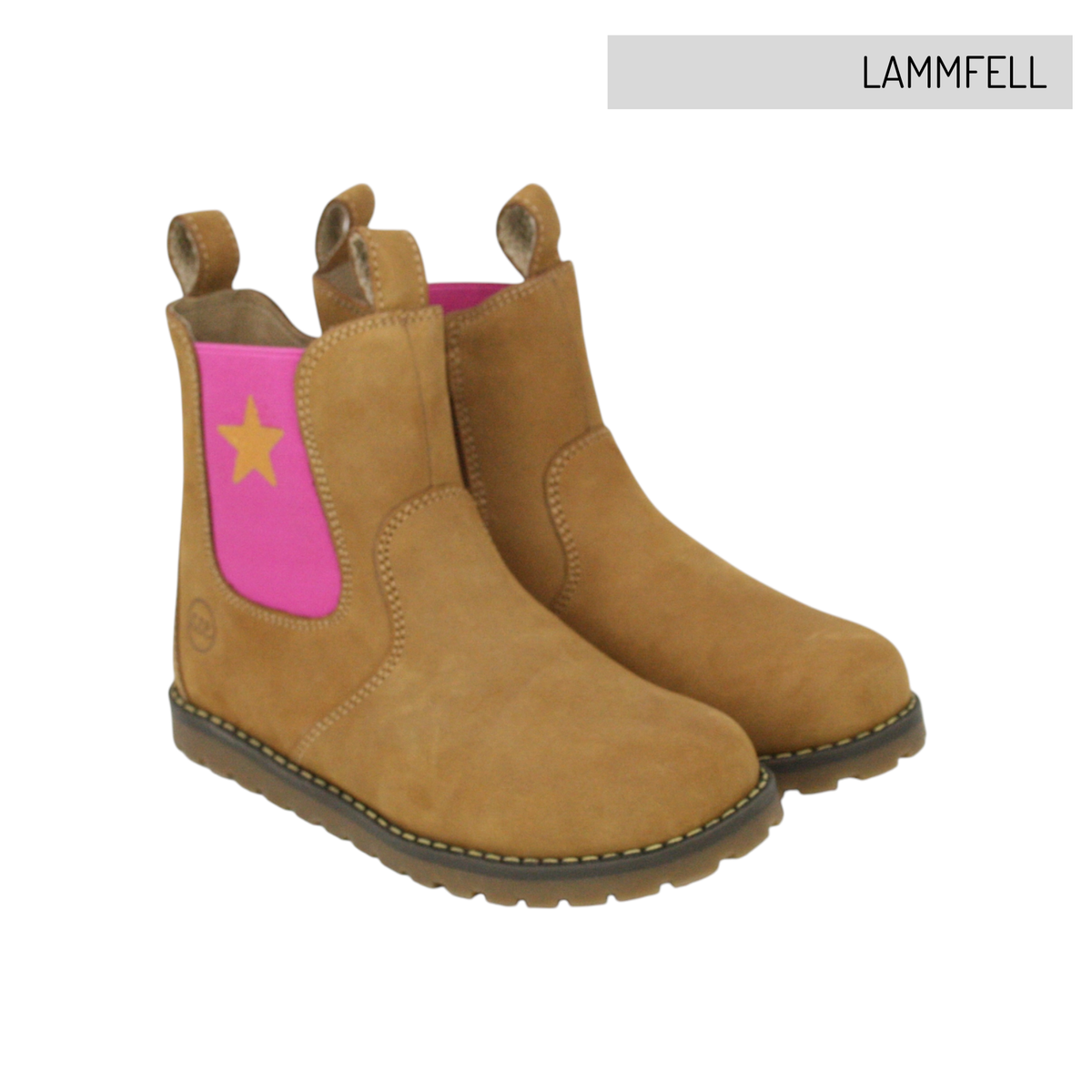CHELSEA BOOT_Lammfell camel/ Stern
