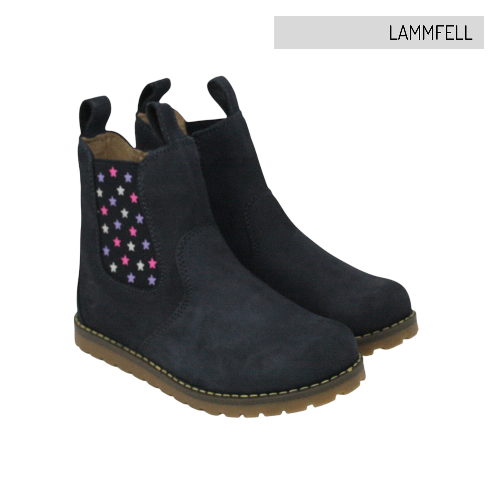 CHELSEA BOOT_Lammfell blau/ Sterne
