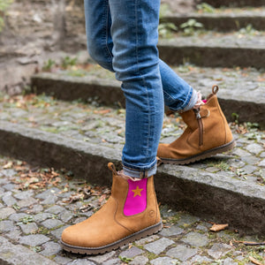 CHELSEA BOOT_Lammfell camel/ Stern
