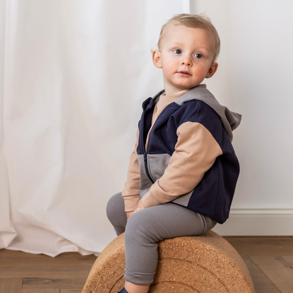 HOODIE JACKE blau/grau