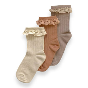 3er Set Socken mit Rüsche