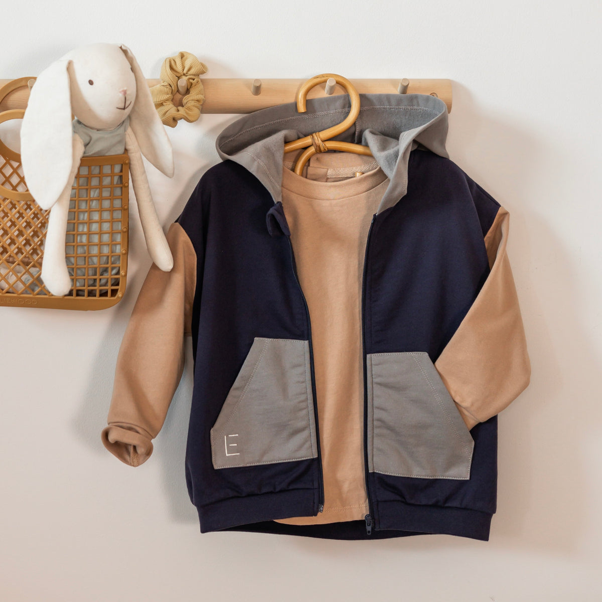 HOODIE JACKE blau/grau