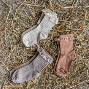 3er Set Socken mit Rüsche